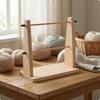 Rotating Yarn Holder Wood Finish Wooden OpenFrame Needlework Organizer