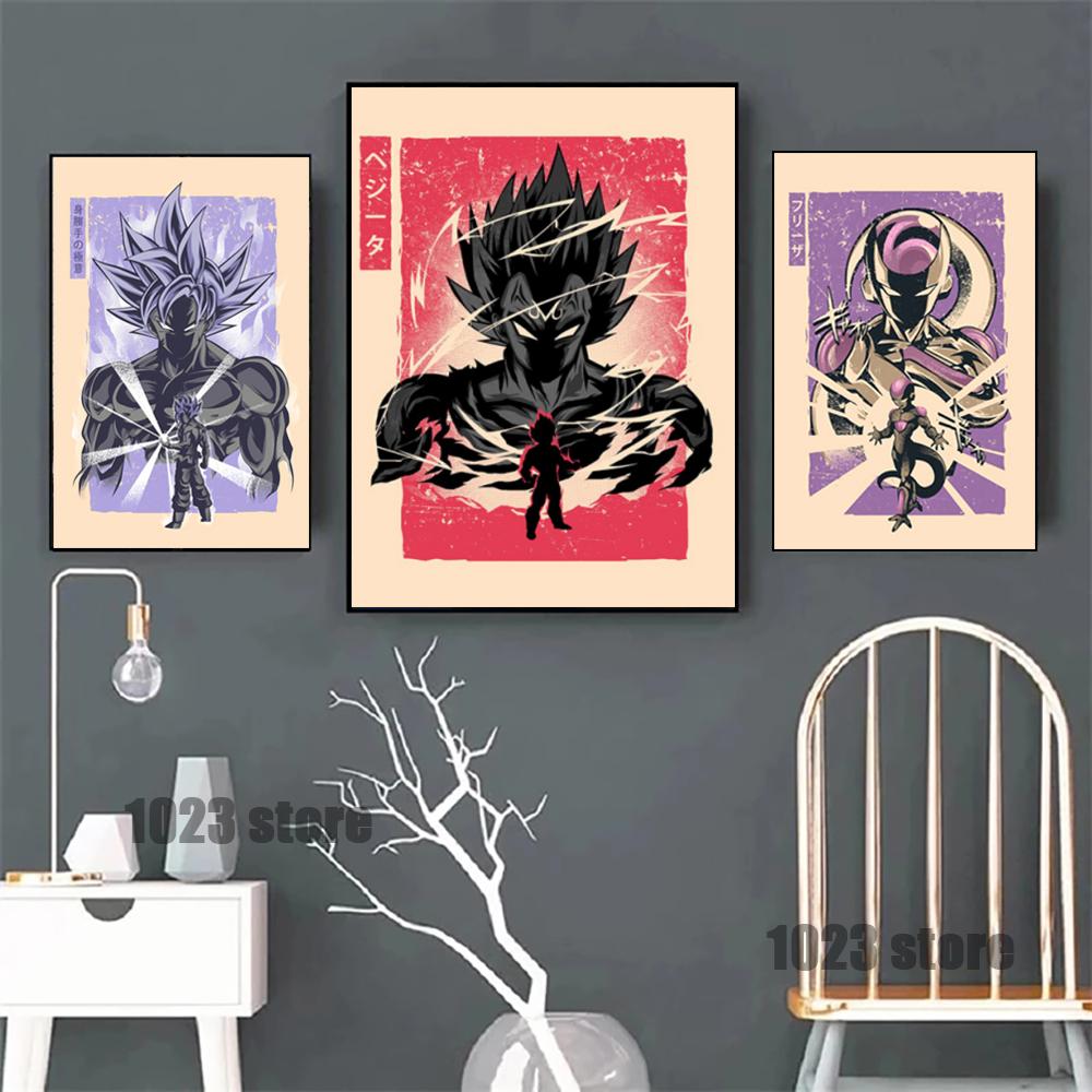 

Рамка из цельного дерева Dragon Ball Гоку Вегета Пикколо Персонаж Аниме Плакат Изображение Холст Картина Печать Искусство Настенная Роспись Украшение Комнаты Домашний Декор