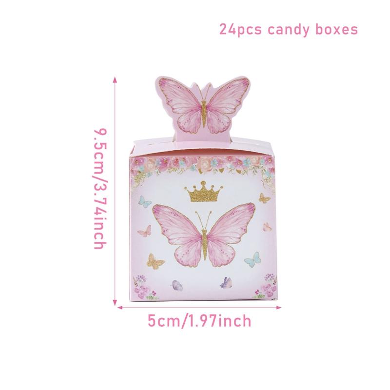 Butterfly Candy Gift Box Pink Purple Butterfly Birthday Party Decorations Kids Wedding Supplies Baby Shower Cookie Biscuit Box