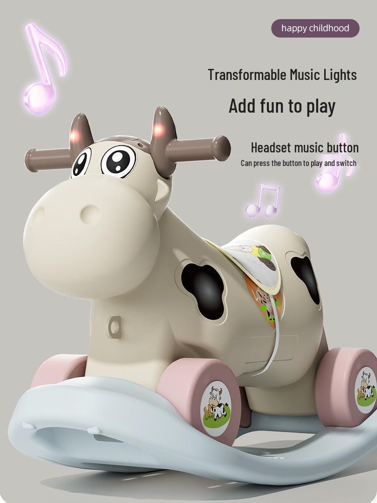 2-in-1 Wooden Rocking Horse for Kids: Rocking Chair & Sliding Car, Ideal Birthday Gift for Ages 1-6.