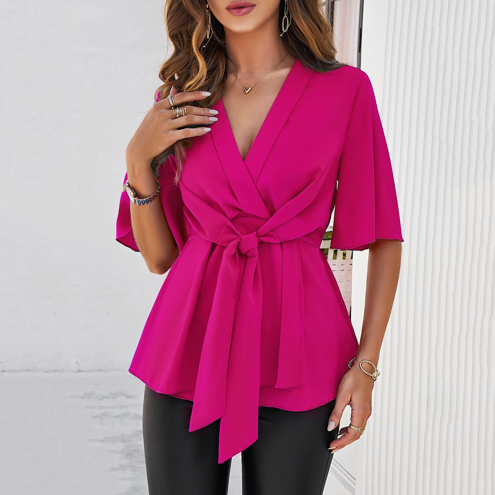 

Летний однотонный элегантный корсетный топ с короткими рукавами и завязками L