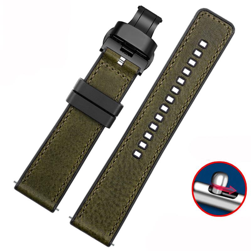 Vintage Italian Leather Watch Band For Seiko Tudor Casio Waterproof Silicone Rubber Bottom Chain Strap Bracelet 20mm  22mm 24mm