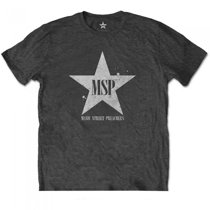 Manic Street Preachers Camiseta unissex adulta clássica de algodão com estrela angustiada M carvão