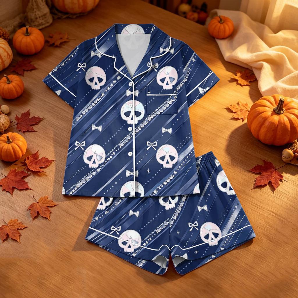 Women's Halloween Pajama Set 2 Piece Printed Sleepwear for Casual Comfort