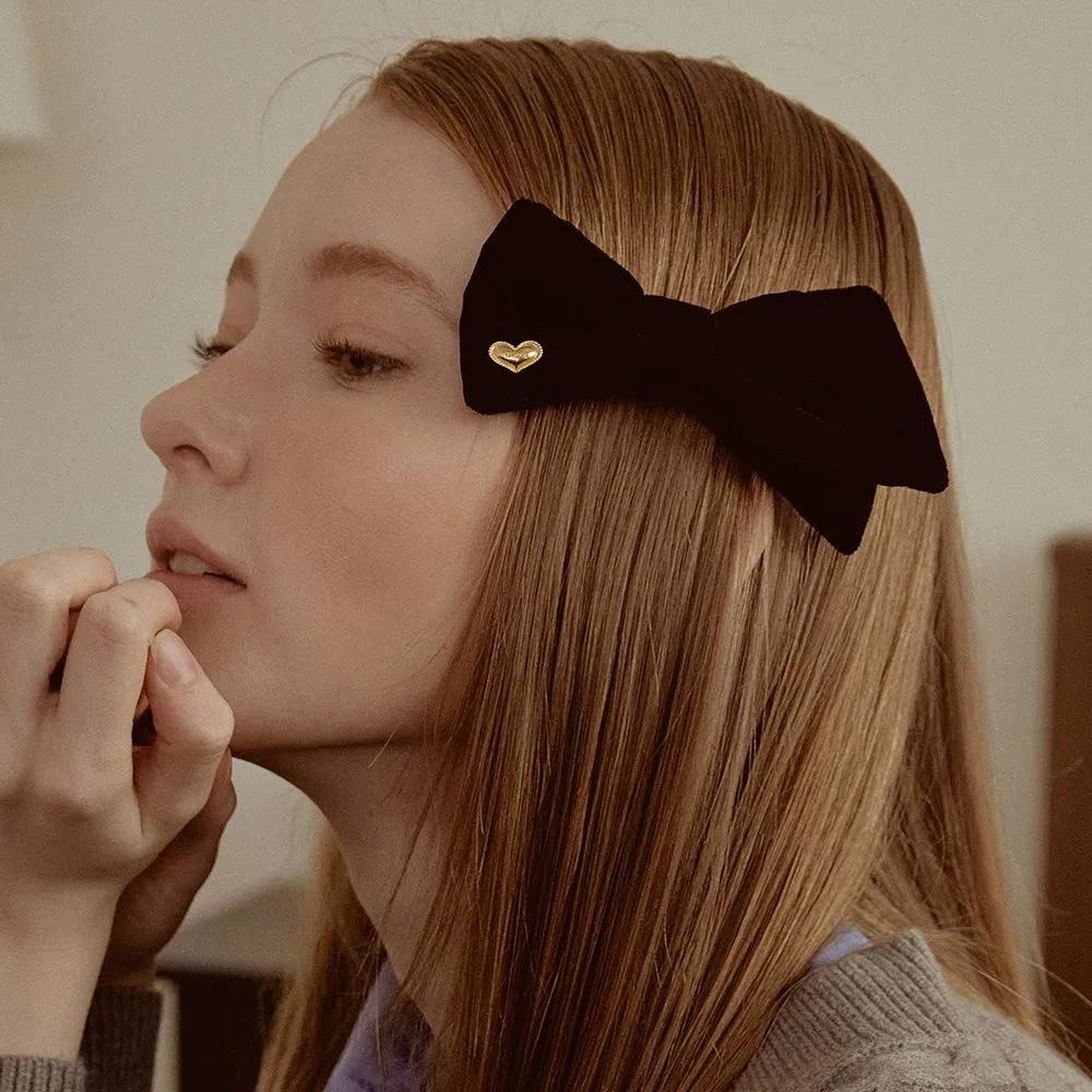 Heart Bow tie Hair pinch pin HB2224 BLACK