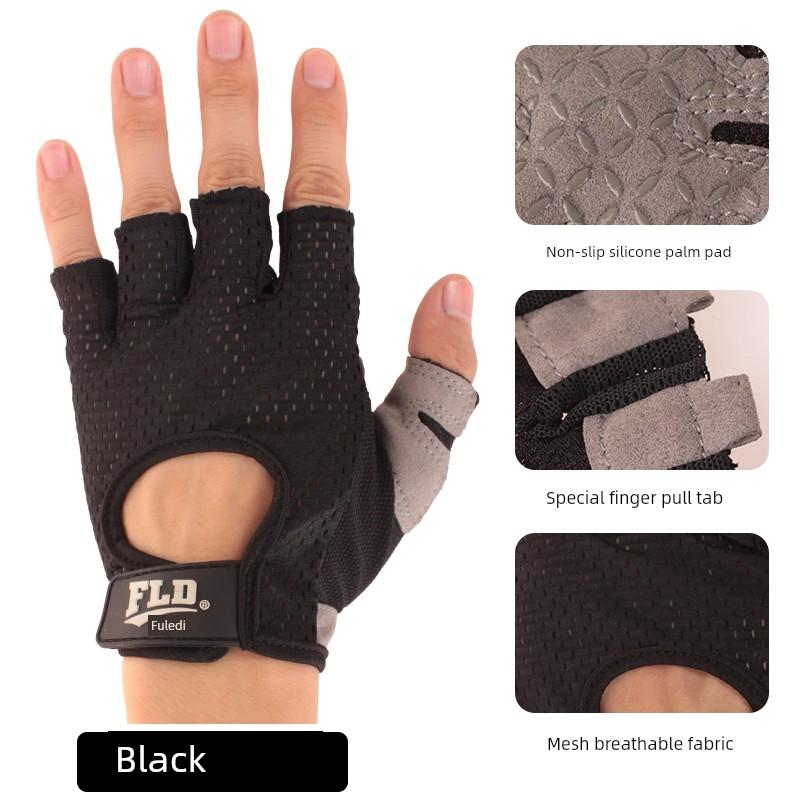 Fitness Gloves Men's and Women's Breathable Thin Equipment Training Anti-Cocoon Half Finger Exercise Wait Lifting Spinning Non Slip Palm Protector