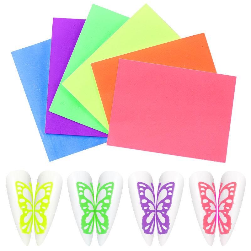 6pcs/Set Nail Butterfly Stickers Watercolor Decals Blue Flowers Sliders Wraps Manicure Summer Nail Art Decorations