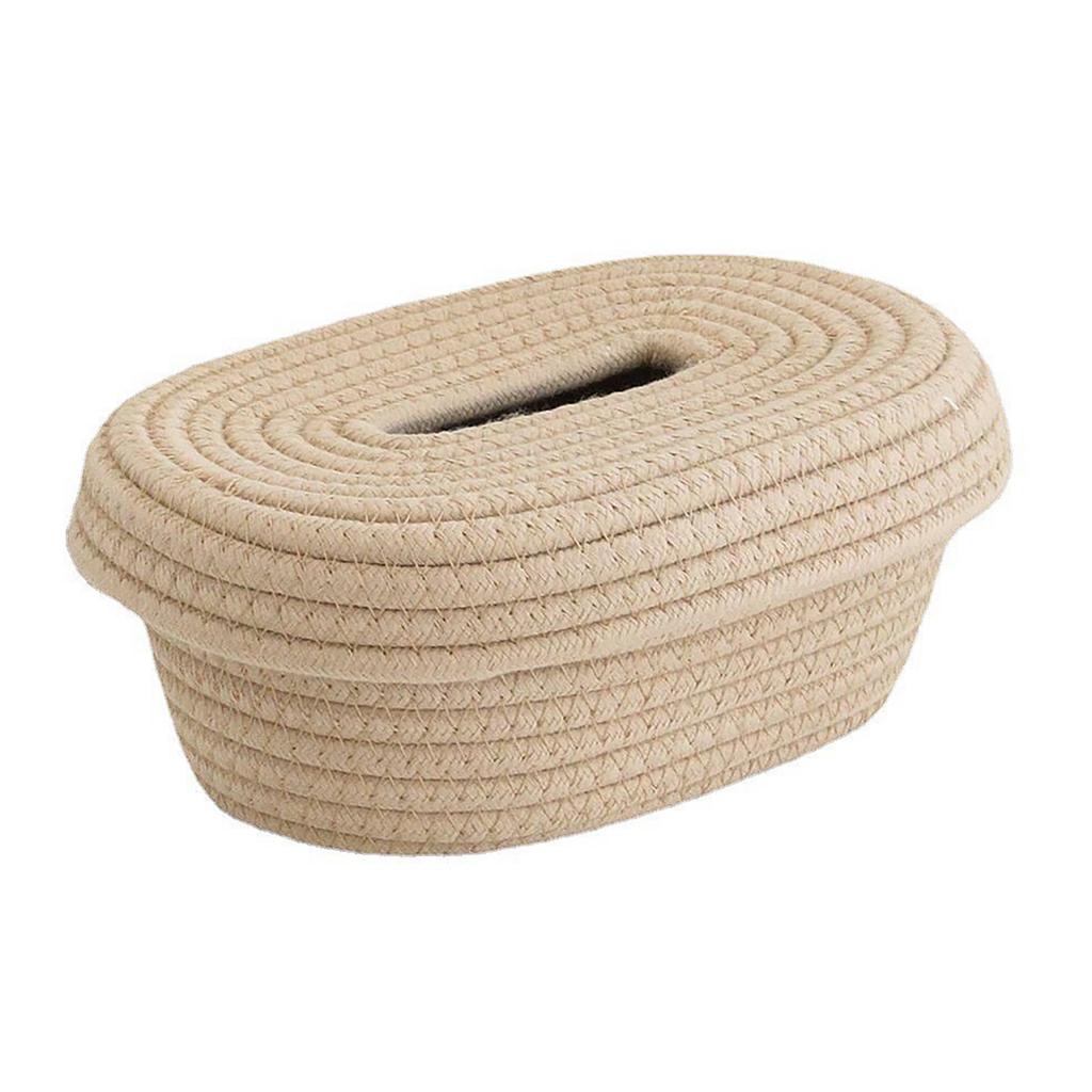 Tissue Box Cover Handmade Cotton Rope Napkin Tissue Holder Decorative Household Desktop Tissue Storage Box