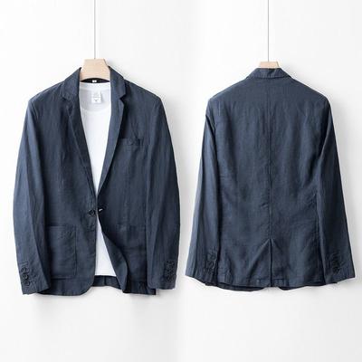 Men's 100% Linen Suit Jacket Men's Summer Light Breathable Pure Color Light Luxury Suit Top