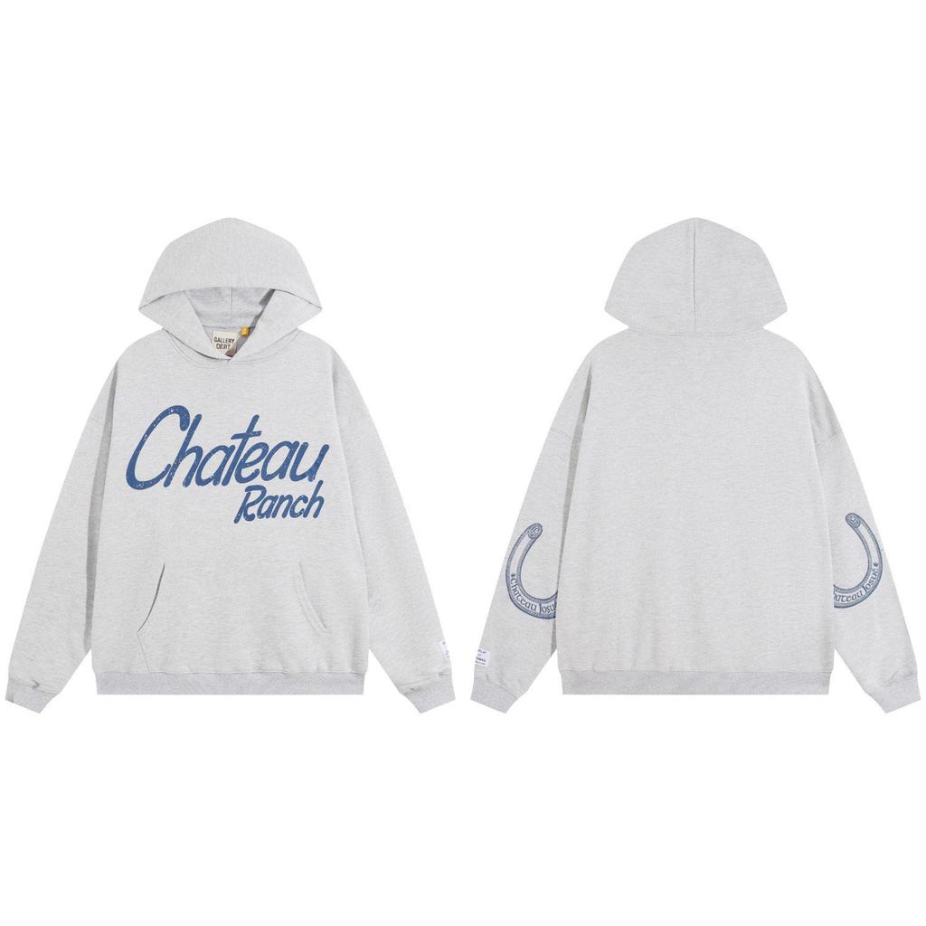 GALLERY DEPT Bluza Unisex z Kapturem Bawełniana z Plamami Farby Graffiti - Jesienna Luźna