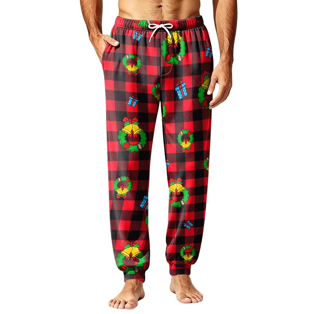 Heren Kerstprint Thermische Pyjamabroek voor Herfst Winter