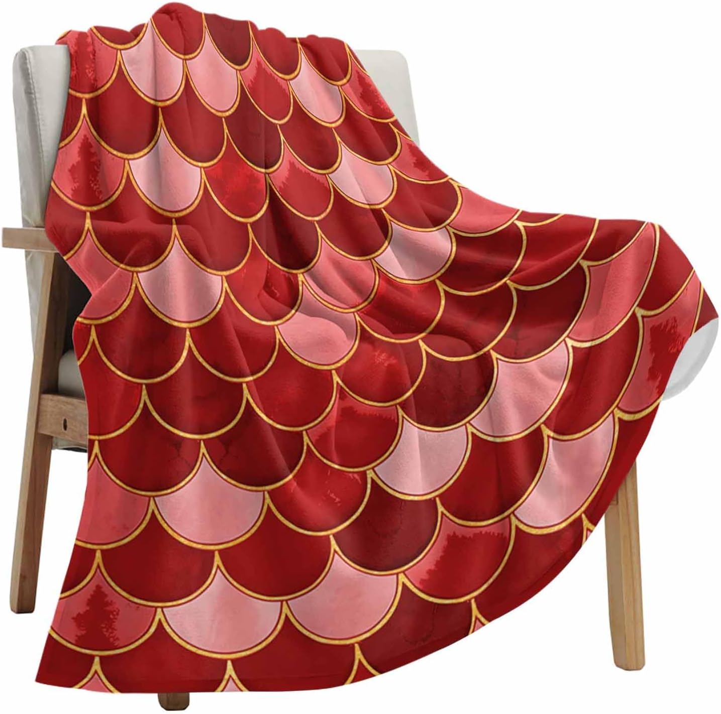 

Mermaid scale blanket blue gold fish pattern fantasy design soft throw ocean decor bedroom textile magical home accessory 75x90cm