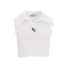 Hatu Cropped Ht Logo Collar Top White