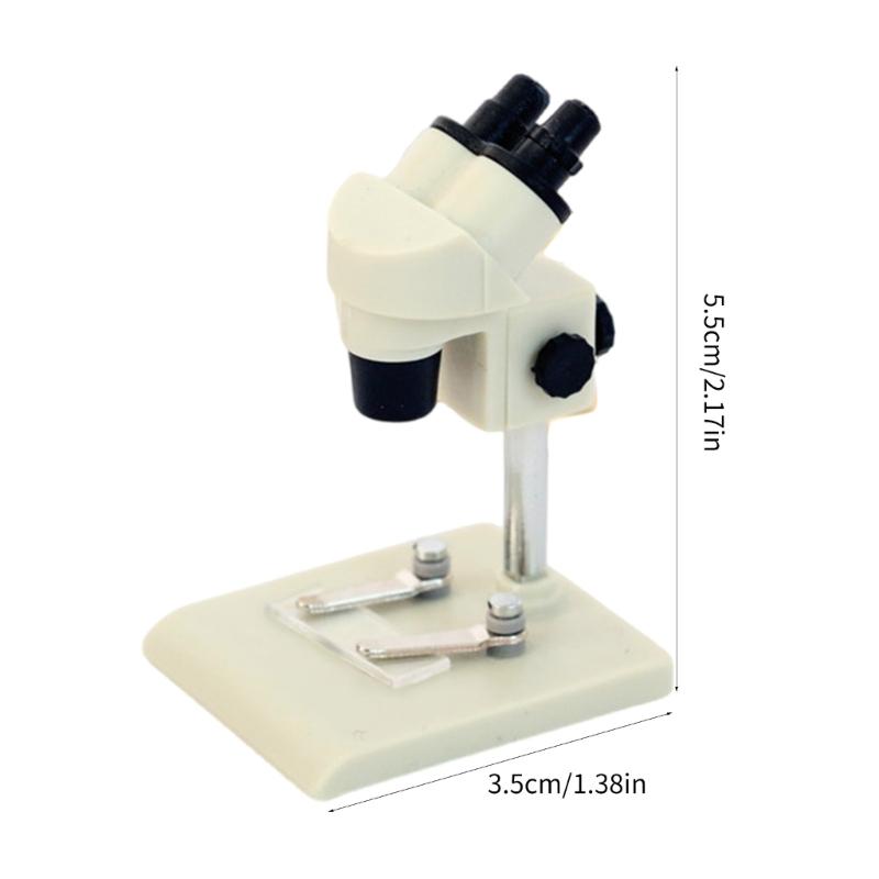 Casa delle bambole Microscopio Modello di Microscopio in Miniatura Ispirare la Curiosità per Piccoli Scienziati Regalo Bianco/Blu