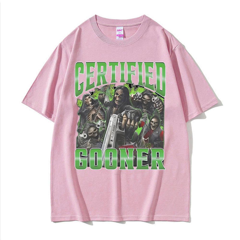Zertifizierter Gooner Lustiges Skelett Meme T-Shirts Herrenbekleidung Mode Gothic Harajuku T-Shirt Männlich Übergroßes Hochwertiges T-Shirt
