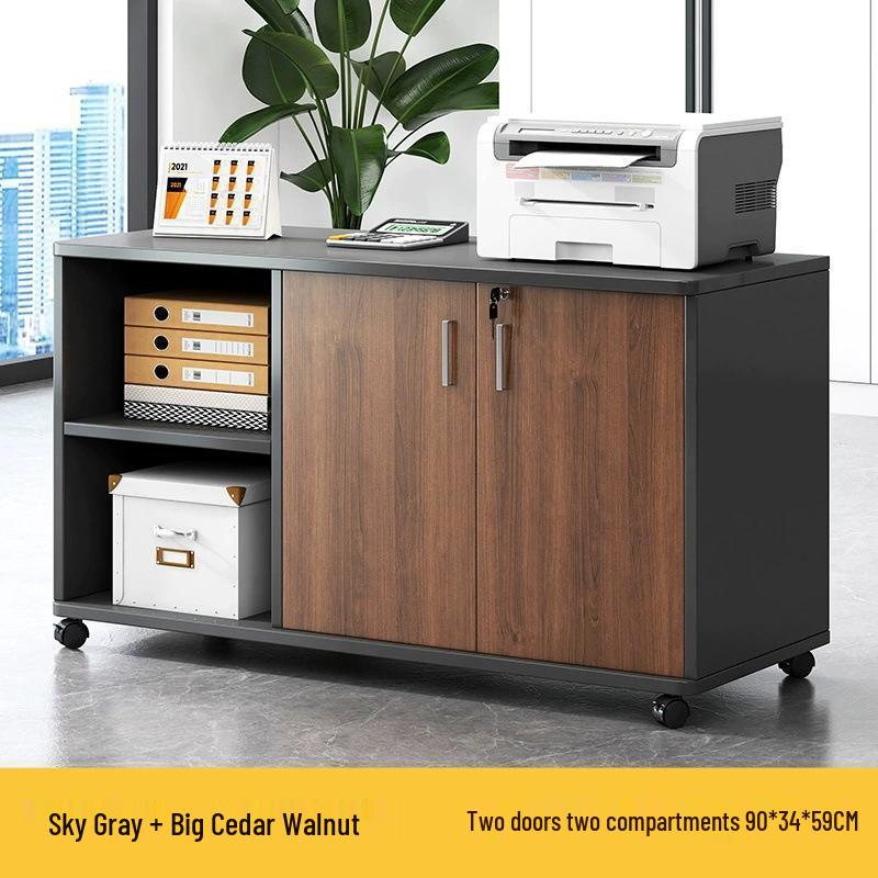 Lockable Mobile Wooden Cabinet for Under Desk Storage