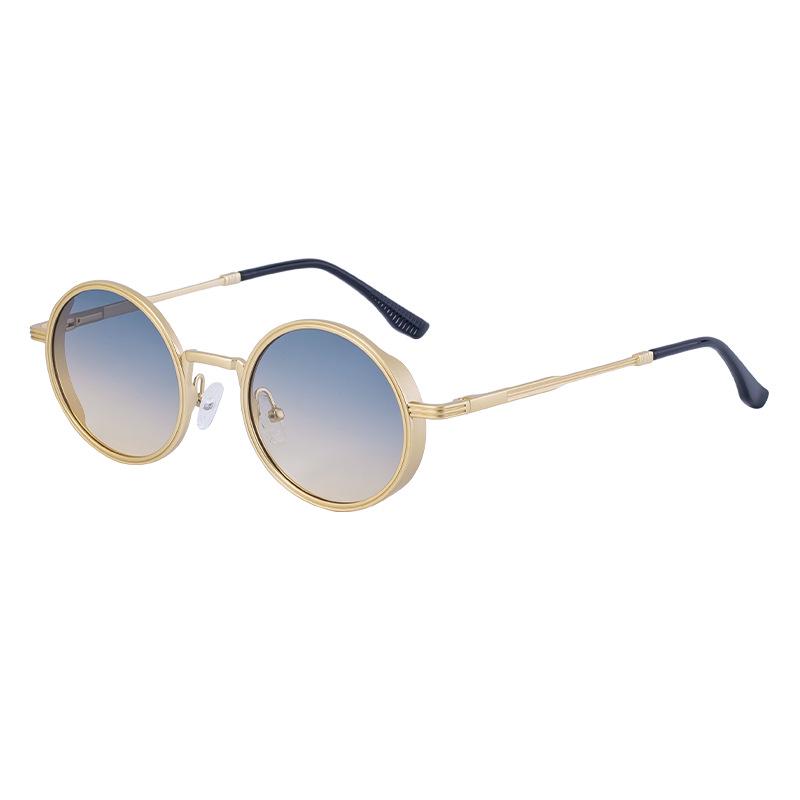 2025 Men's Retro High-End Metal Oval Frame Round Sunglasses.