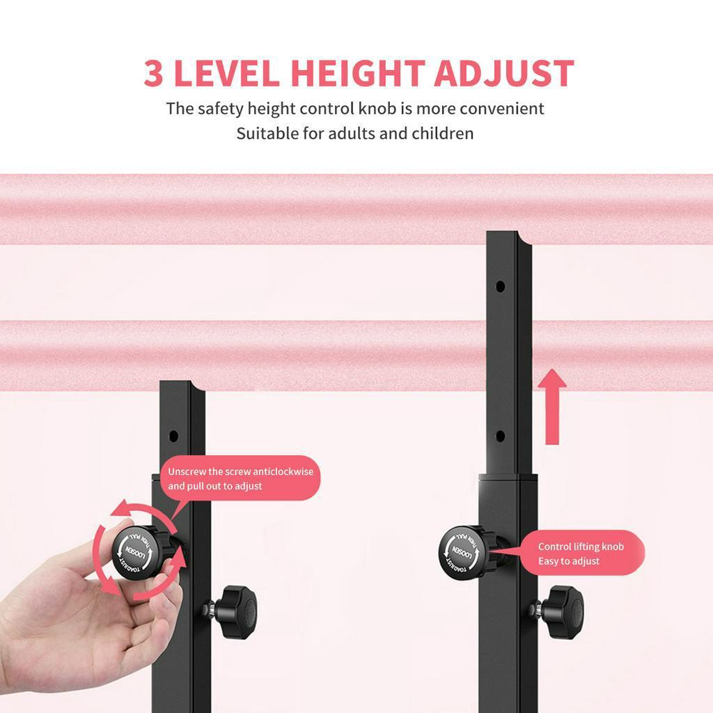 1,5-3,5M Freistehende Verstellbare Höhe + Gummi-Saugnapf-Ständer Schwarz + Pink Tragbare Stahl Ballett Tanzstange Gymnastikstange Heimfitness