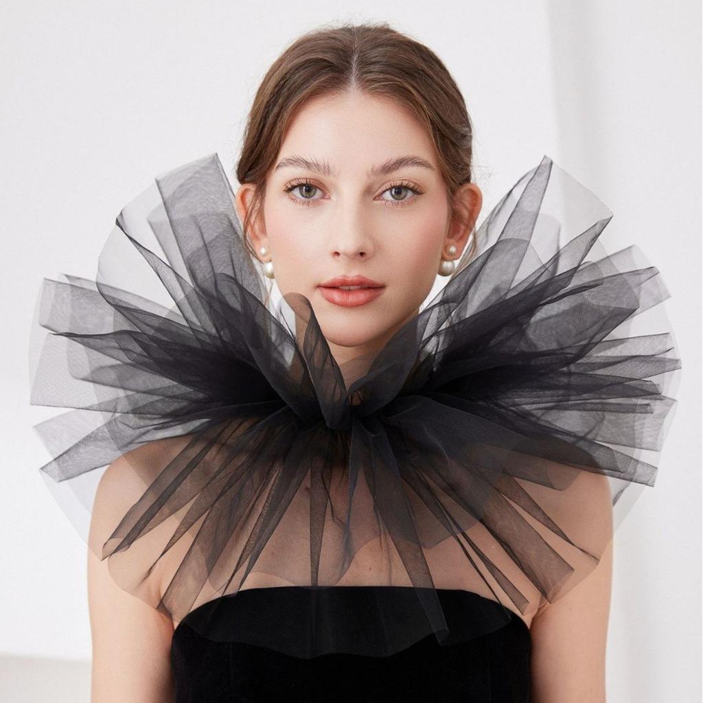 Detachable Elizabethan Ruff Collar for Medieval Costume Ruffle Faux Collar Neck Accessory Great for Historical Event