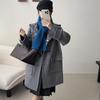 Cappotto da Donna E-Family in Misto Lana con Cappuccio e Chiusura a Laccio, Stile Preppy, Lunghezza Media