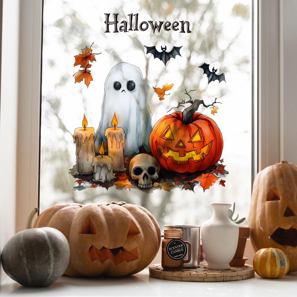 Ghost Pumpkin Halloween Candle Living Room Entrance Home Decor Wall Stickers