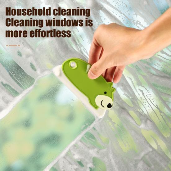 Water Wiper Cartoon Design Soft Scraping Strip Easy Clean Wiper Glass Mirrors Windows Bathroom Surfaces Wiper