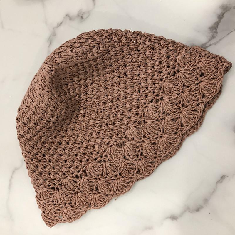 

Ins Small Batch Crochet Hook Handmade Bucket Hat Korean Style For Summer Sun Protection And Face Cover тілесний