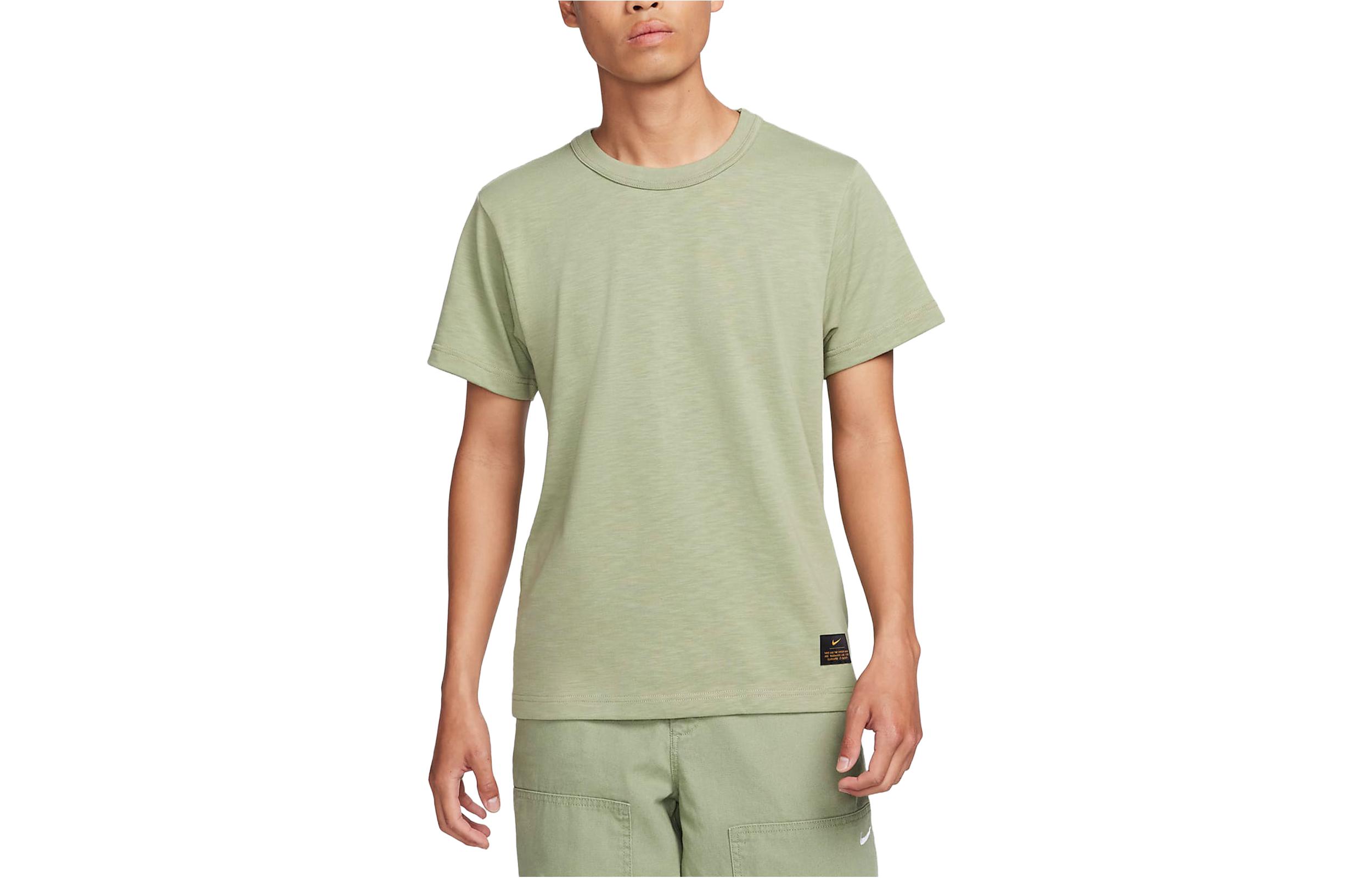 Nike T Shirts Men s Oil Green Crew Neck Moderate Straight Fit FN2646-386 XL