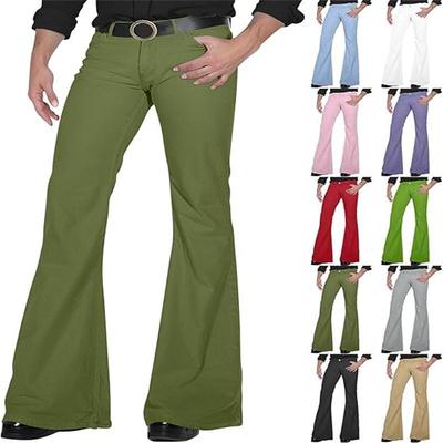 Ausgestellte Schlaghosen High Waist Weitbeinige Hosen Lässig Retro Vintage Stil Polyester Stretch Mehrfarbig