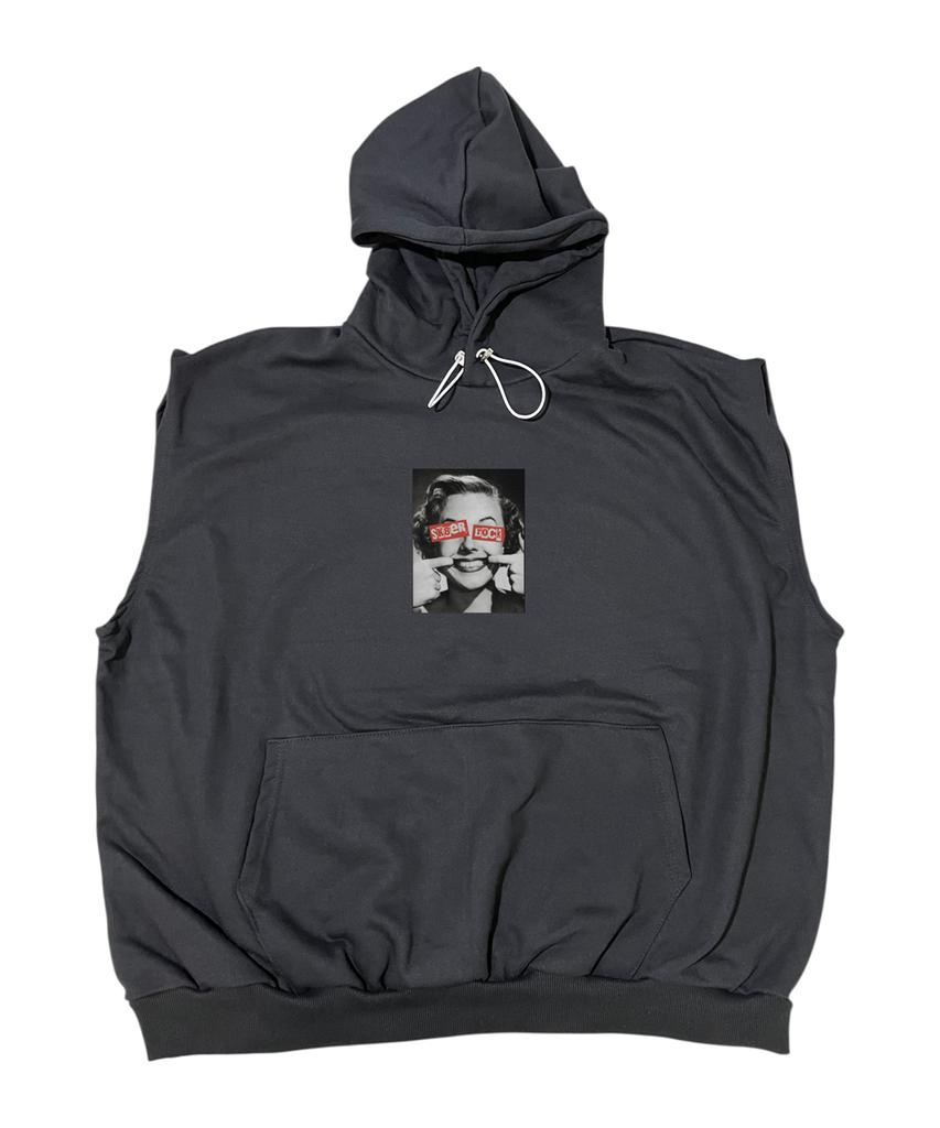 Sk8Er Rock Forced Happiness Sweat Hood Vest ((Black))