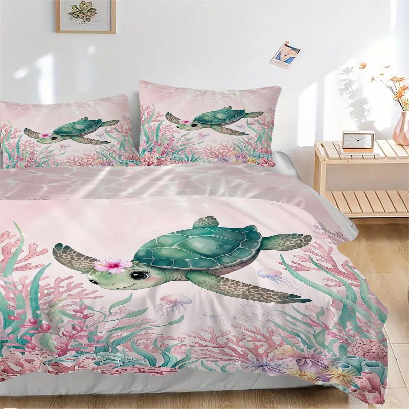 Underwater Turtle Paradise Print 3Pcs Bedding Setduvet Cover With 2 Bedropillowcase Home Birthday Gift