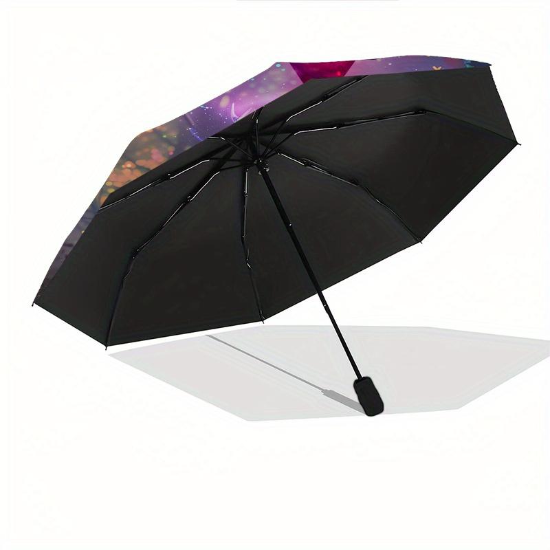 Fantasy Forest Deer Theme 8 Bone Hand Automatic Folding Umbrella, Compact and Portable Design, A Perfect Gift for Birthday, Christmas or Bus