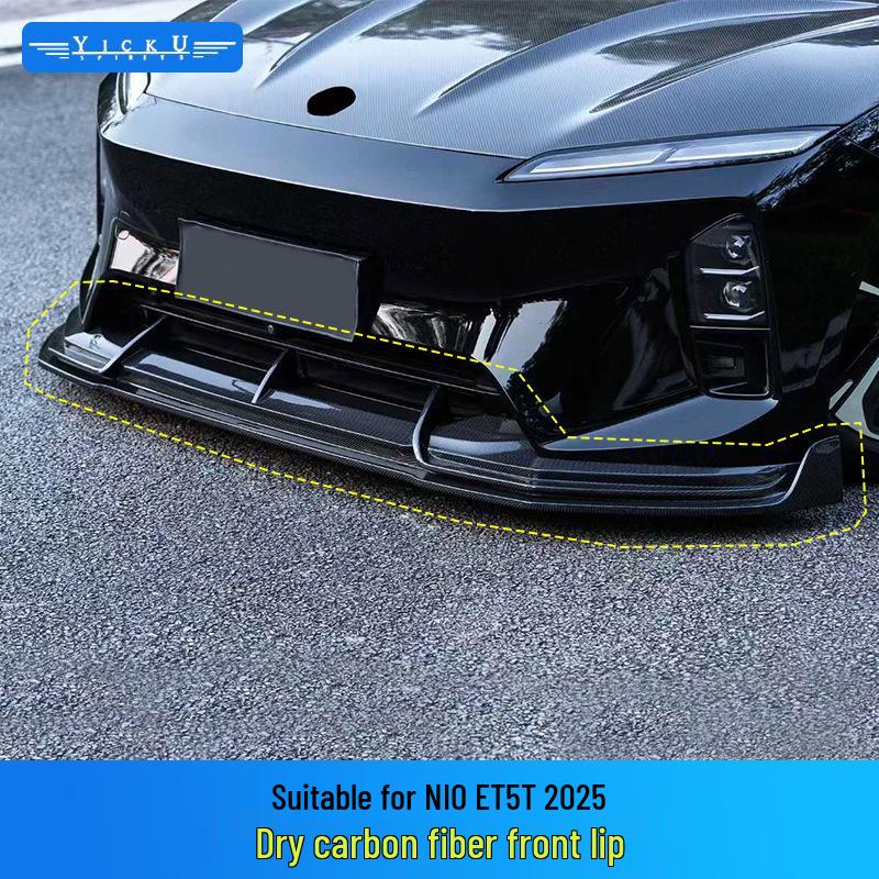 Upgrade Compatible Carbon Fiber Aero Kit: Shirok Front Lip, Rear Diffuser, Tail Wing & Side Badges for NIO ET5T.