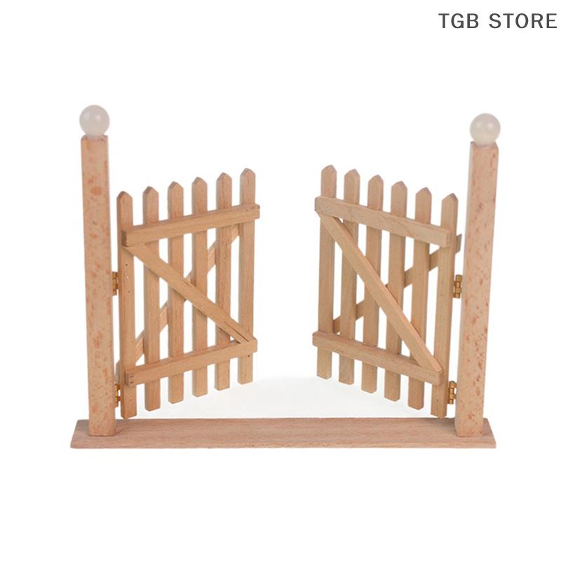1/12 Wood Fence Gate Model Miniature Fairy Garden Door Dollhouse Simulation Furniture Decoration Toys