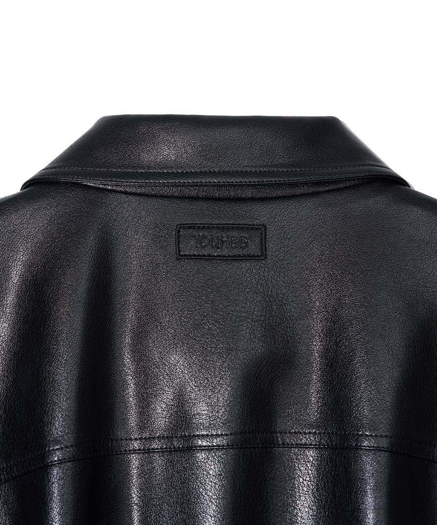 YOUHEE Crack Leather Blouson_Black