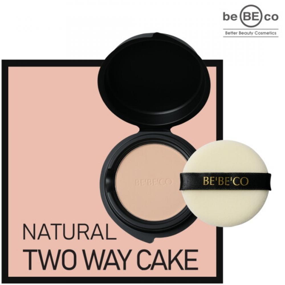 Bebeco Natural Two Way Cake Powder Pact Refill No.21 Light Pink 12g + Puff