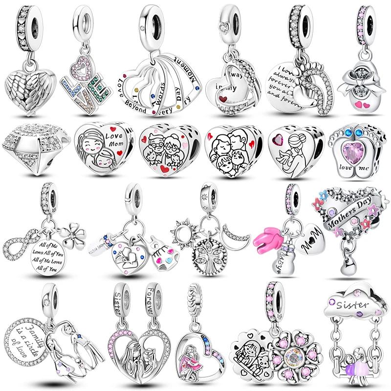 Copper Heart & Mum Dangle Dream Catcher Charm Fit 4Mm Hole Diamete Bracelet Diy Jewelry For Women Bracelet Beads