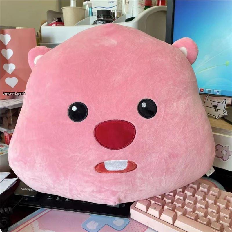 

Розовая плюшевая игрушка-подушка «Маленький бобер» - Уютная спинка для общежития и подарок на день рождения для девочек 40 cm