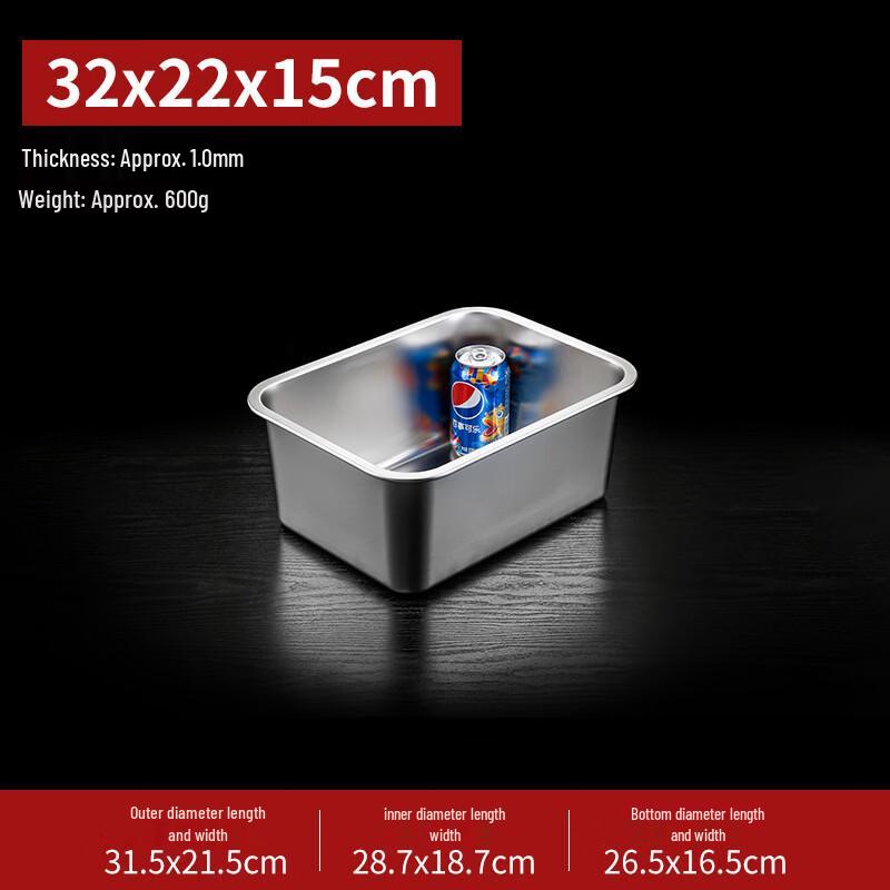 Handon 15cm Rectangular Deep 3-Compartment Stainless Steel Serving Tray