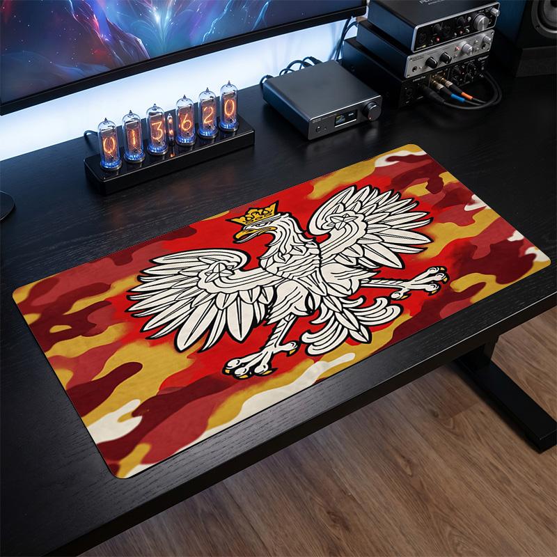Poland Football Crest Mouse Pad, Extended Non Slip Rubber Desk Mat for Gaming Office Laptop Fan Gift