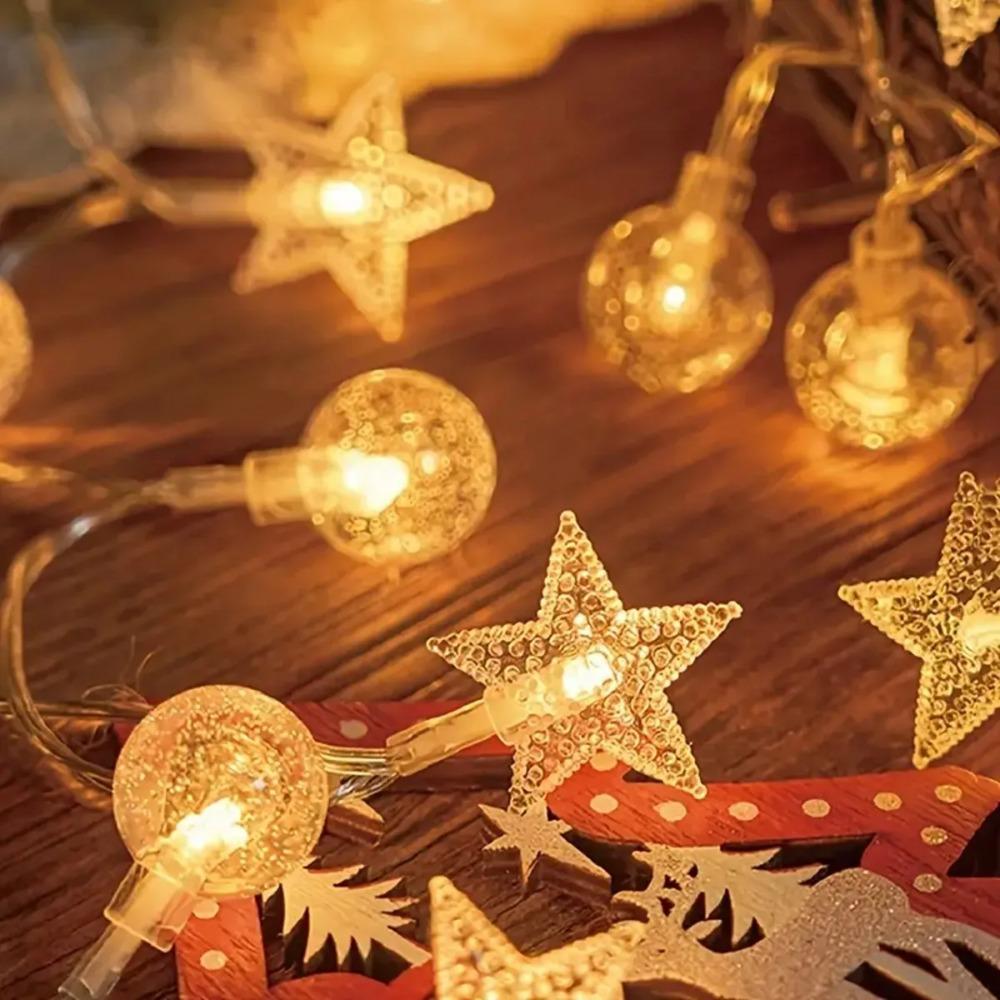 1PC LED Star and Bubble Lamp String Yard Light Waterproof Holiday Lights For Tent Wedding Birthday Party Canopy Camping Decor