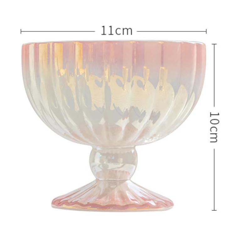 Francouzský Vintage Gradientní Lesklý Pohár na Víno Pohár na Ovoce Jogurt Kreativní Perlový Vysoká Noha Hrnky Keramické Poháry na Zmrzlinu Restaurace Kávové Hrnky