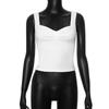 Dames T-shirt Lente Slim Fit Patchwork Cropped met Vierkante Hals en Lichte Plooitjes, Europese & Amerikaanse Stijl.