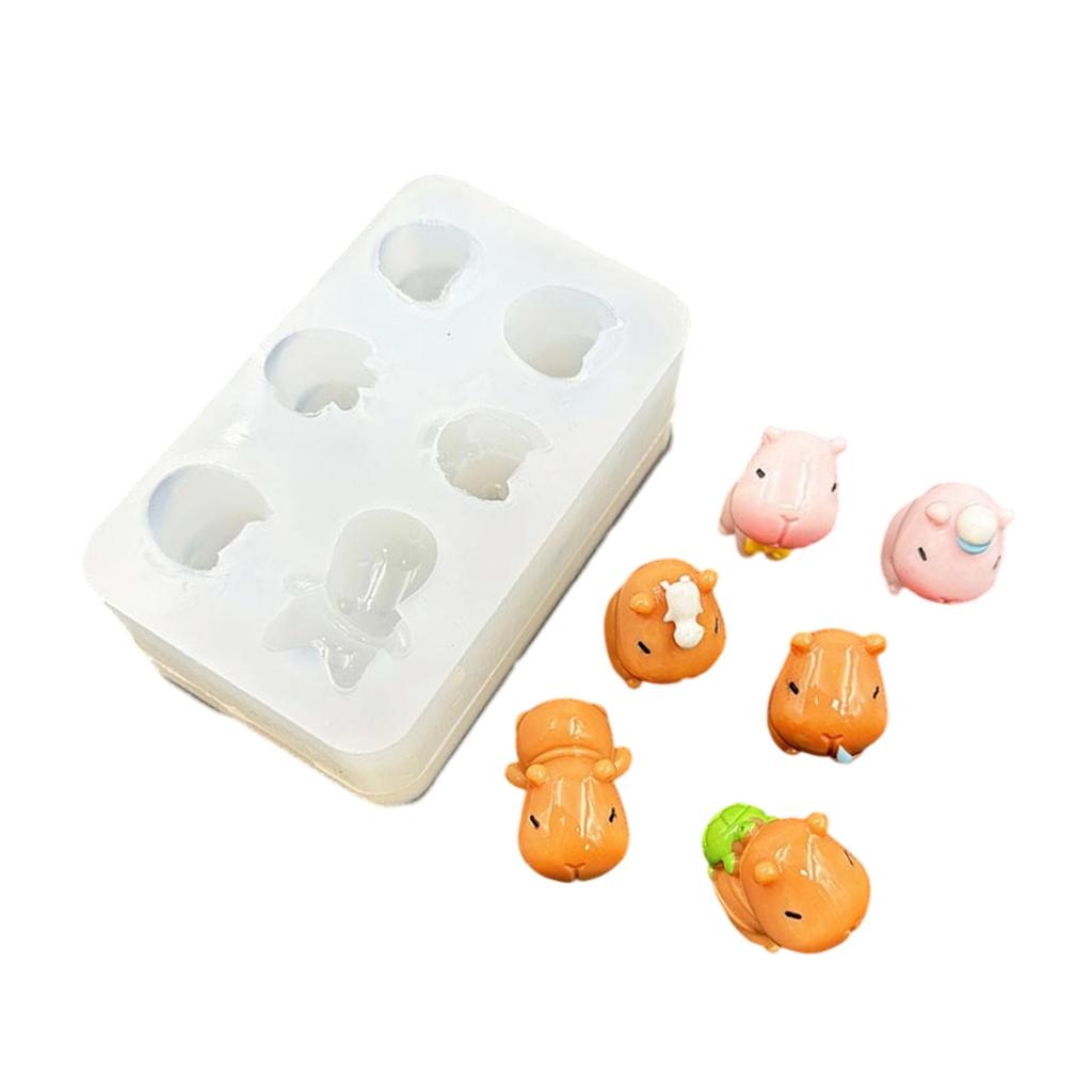 Multiple Use 6 Cavity Silicone Mould Resin Art Tools Capybara Hippo Miniature Decoration Craft Projects
