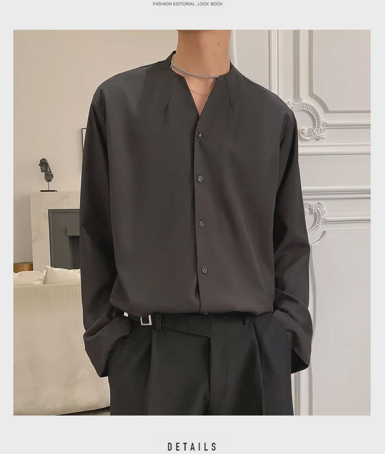 Men's Trendy Autumn Ice Silk Long Sleeve Shirt – Korean Style
