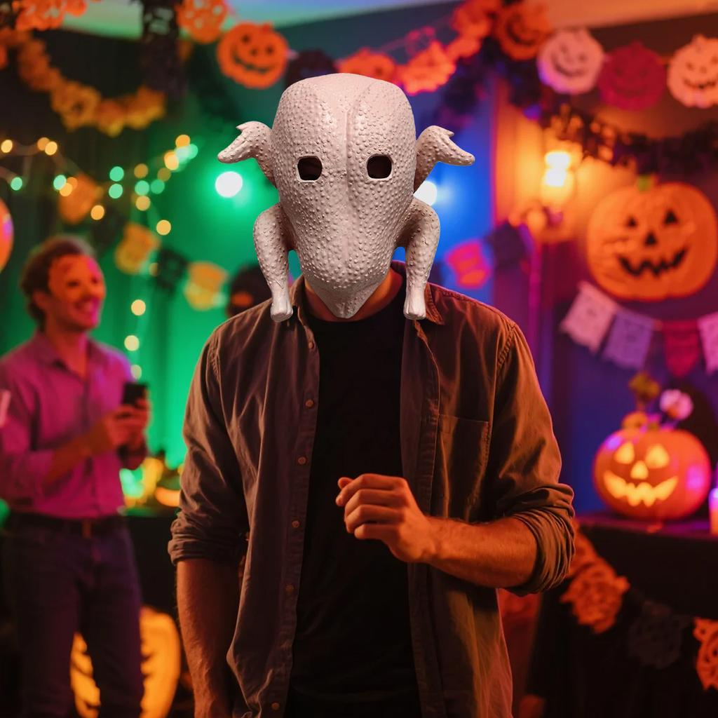 Halloween Masks For Adults Halloween Chicken Animal Latex Head Cover Exaggerated Nose & Lips Pranks Props