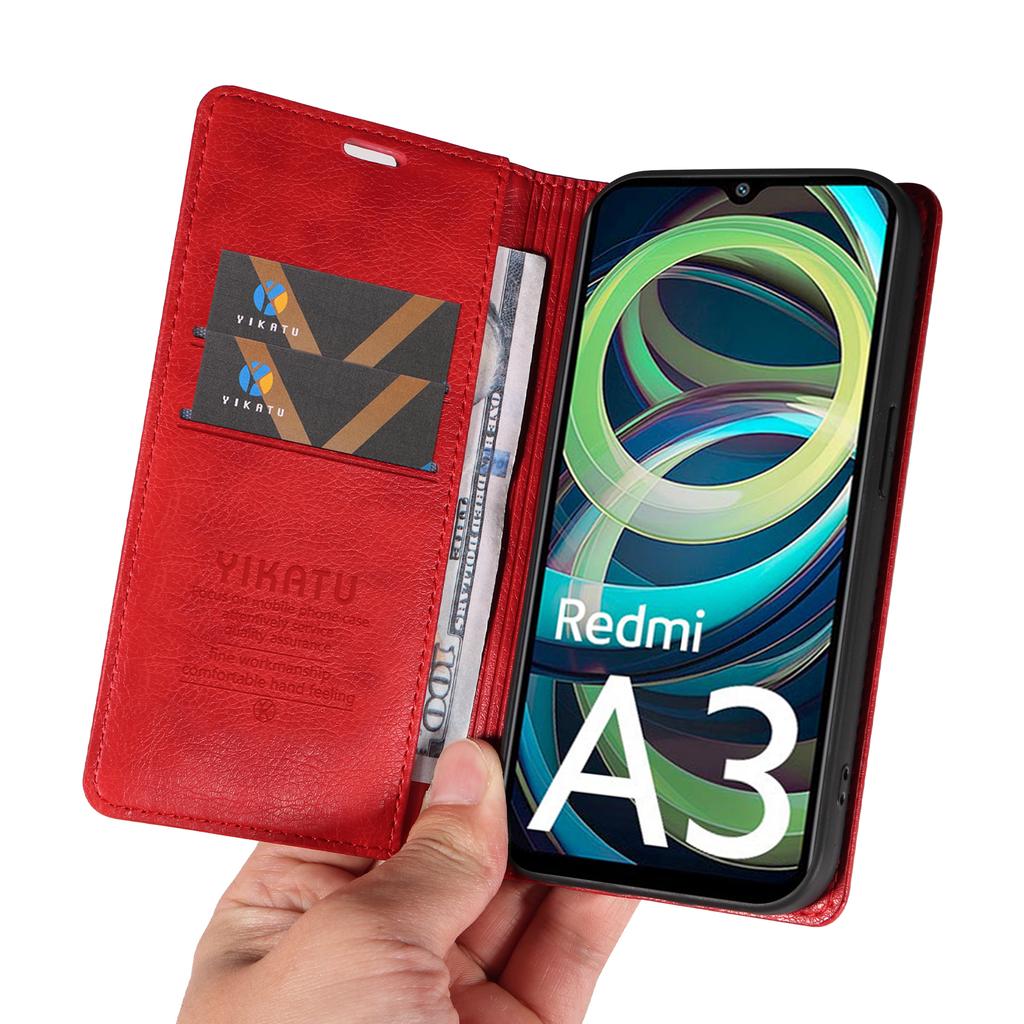 YIKATU YK-006 For Xiaomi Redmi A3 4G/Poco C61 4G Case Folio PU Leather Magnetic Absorption Phone Cover