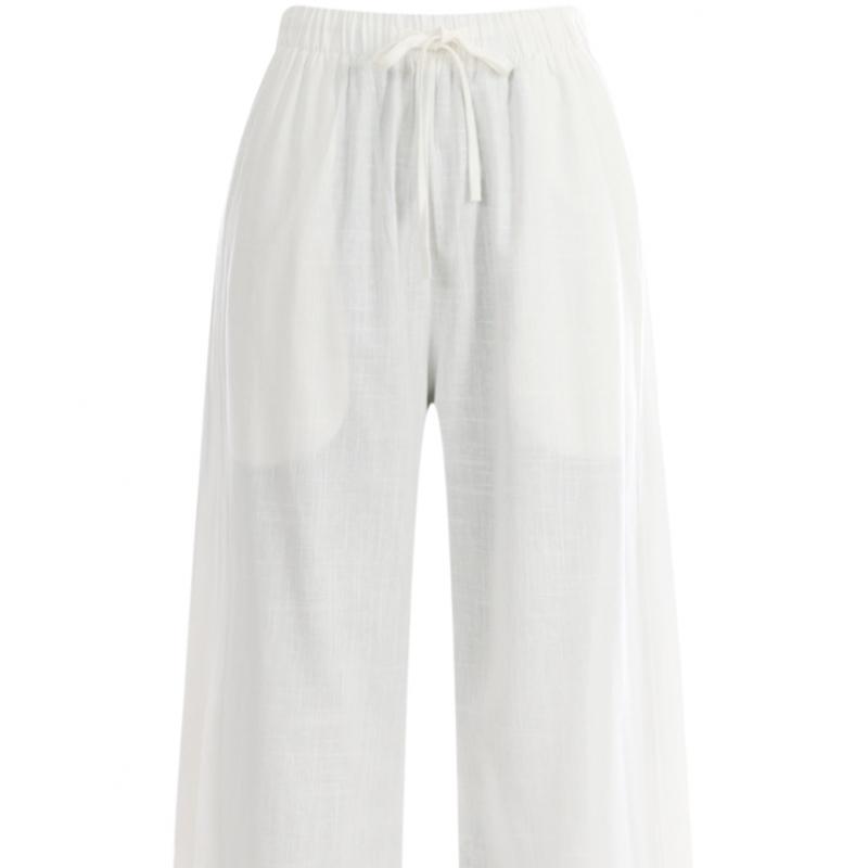 Shop Women Linen Wide Pants Cool Waist Strap Sora Pic Wpt 11877