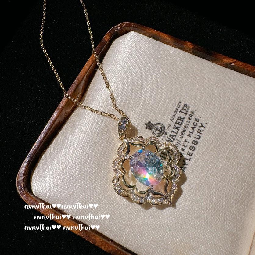 Sunset Melted Gold Bud Water Drop Gem Necklace, Beauty At The Heart, 18K Gold Plated, Pea High Carbon Zircon Necklace