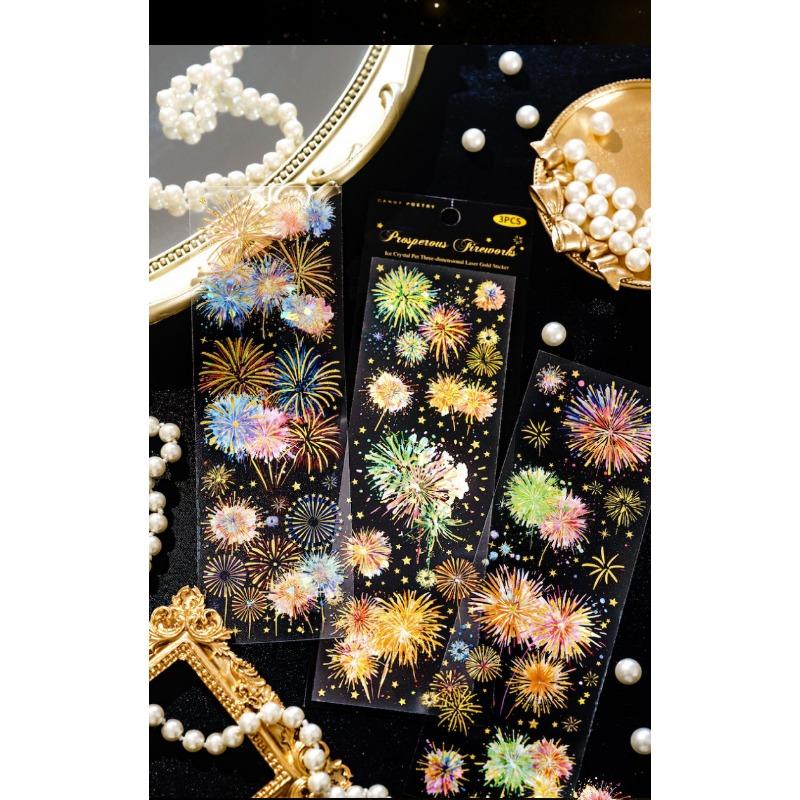 Ins Style Firework Series Pet Flat Sticker For Journal Diy Decoration